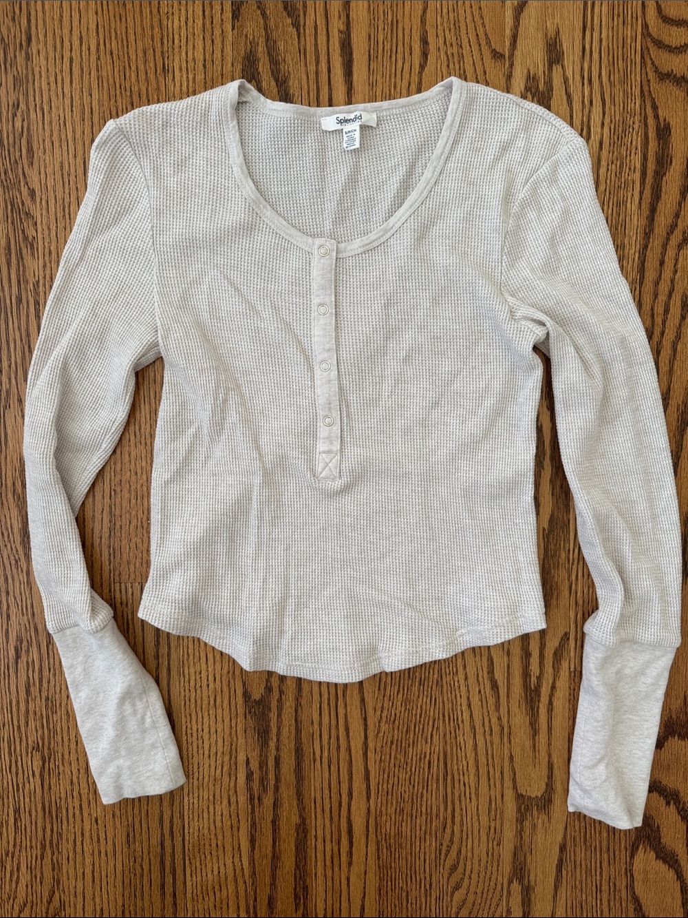 Splendid Thermal Forever Henley Long Sleeve Top